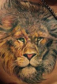 chest realistic lion head tattoo pattern