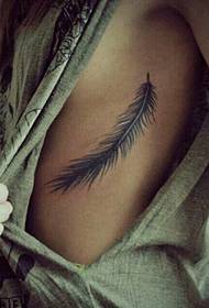girl chest feathers beautiful tattoo