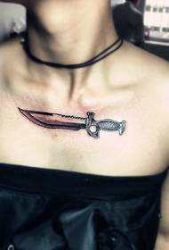chest personality tattooed dagger tattoo pattern