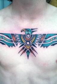chest old school color tribal mural Wind eagle tattoo pattern