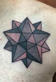 chest gorgeous colored geometric star tattoo pattern