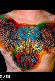 Chest Owl Tattoo Pattern