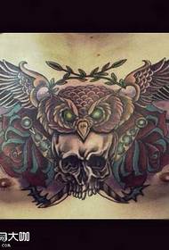 chest owl skull tattoo pattern
