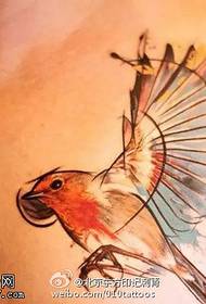 화려한 아름다운 날개 작은 새 문신 패턴