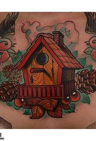 small house tattoo pattern on the chest