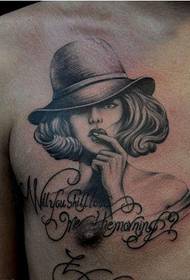 хлопчик на грудях краси портрет татуювання малюнок