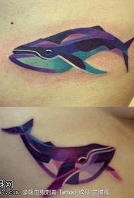 blue realistic whale tattoo pattern