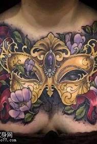 corak tatu topeng bunga dada