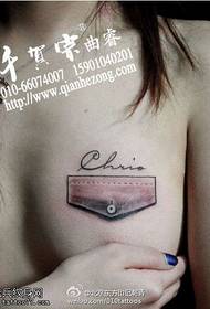 Pocket tattoo image with realistic image of the chest