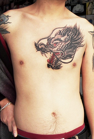 fiúk mellkas klasszikus uralkodó sárkány tetoválás 54588-fiúk mellkas klasszikus uralkodó lesikló tigris tetoválás kép