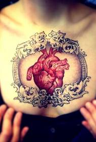 girl chest alternative classic heart tattoo picture picture