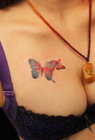 beautiful seductive sexy boobs gorgeous colorful butterfly tattoo picture