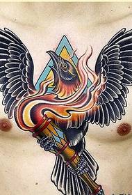 рэкамендаваны малюнак татуіроўкі ўласнага мужчыны на грудзях арла