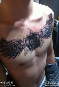 chest crown wings tattoo picture