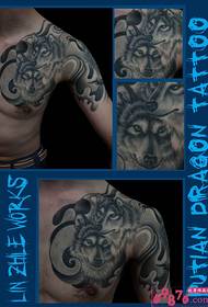 chest shawl wolf head tattoo pattern picture