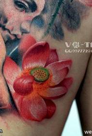 patrón de tatuaje de loto hermoso rojo brillante
