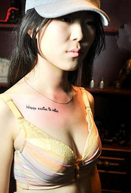 small beauty fashion chest English word tattoo