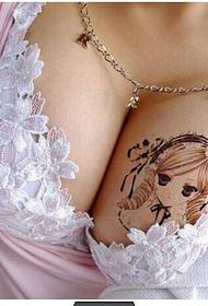 سیکسی لڑکی سینے خوبصورت تازہ کارٹون لڑکی ٹیٹو تصویر