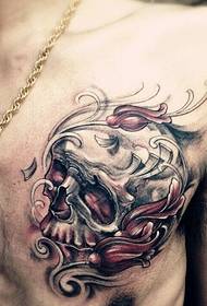 tatuatge d'estil europeu al pit masculí 54991-tatuatge del fan de la flor de cirerer al geis del pit masculí 54991