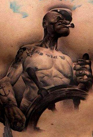 tatuaggio di popeye cartone animato petto maschile