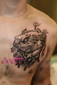 men's chest gold tattoo picture
