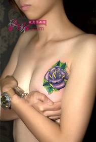 beauty chest sexy purple rose tattoo picture