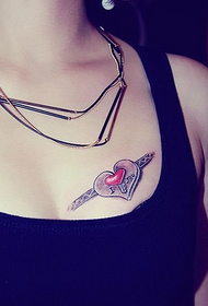 chest creative personality heart tattoo