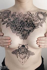 chest point thorn flower tattoo pattern