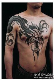 over the shoulder dragon tattoo pattern: Chest over shoulder dragon tattoo pattern
