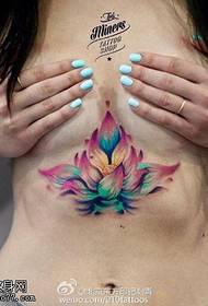 chest watercolor lotus tattoo pattern