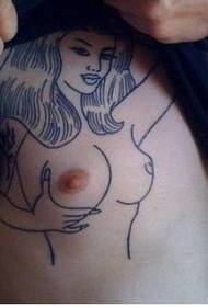 Berniukų krūtinės super tobula nuogos moters tatuiruotės modelio nuotrauka