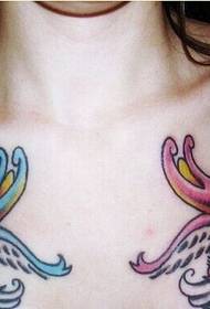 sexy female chest cartoon swallow tattoo pattern picture