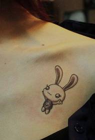 beauty cute rabbit clavicle tattoo