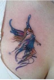 मुलगी छाती मादक सुंदर देवदूत एट टॅटू चित्र
