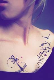 grudi ljepote skupina ptica i sidrene tetovaže