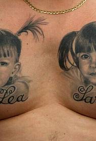 Jungen gut aussehende Mädchen Porträt Tattoo