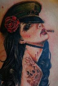 personal sexy smoking beauty chest tattoo pattern picture picture