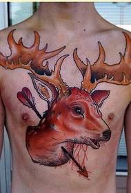 sexy domineering chest antelope tattoo pattern picture