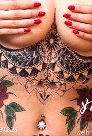 chest sexy lace rose tattoo pattern