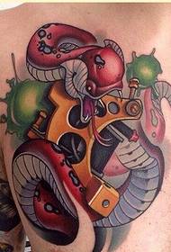domineering personality chest tattoo machine tattoo pattern picture