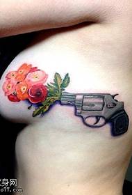 Mimi sur la pistola tatuaje-ŝablono