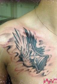chest hourglass wings tattoo picture  55961 - chest European and American death tattoo pattern pictures