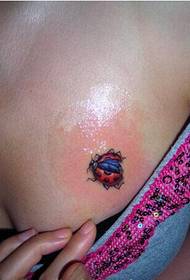Секси момиче гърдите красива разумна картина татуировка малко насекомо
