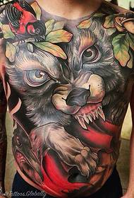 chest painted black bear tattoo pattern
