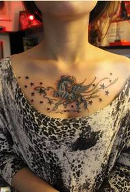 girls chest beautiful Tianma starry tattoo
