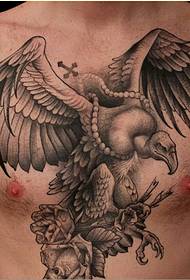 personal Domaining chest vulture rose tattoo