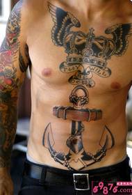 type male domineering crown wings anchor tattoo picture