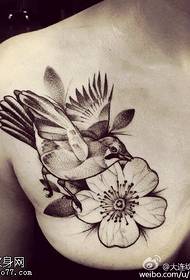 Tattoo pattern on the chest of the bird