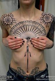 monochrome hollow fan tattoo pattern  56091 - sexy chest anchor tattoo picture
