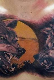 tatuagem de cabeça de lobo dominador rugindo